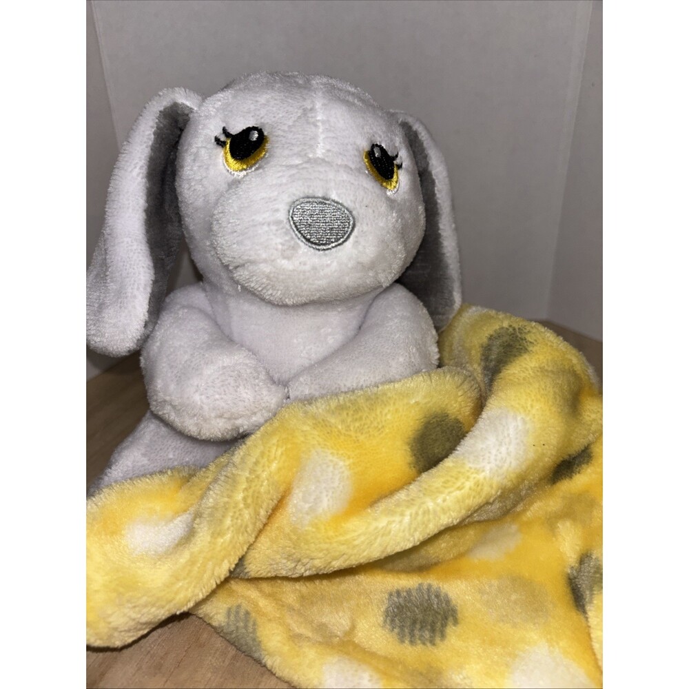 Little Beginnings White Puppy with Yellow Polka Dot lovey Plush